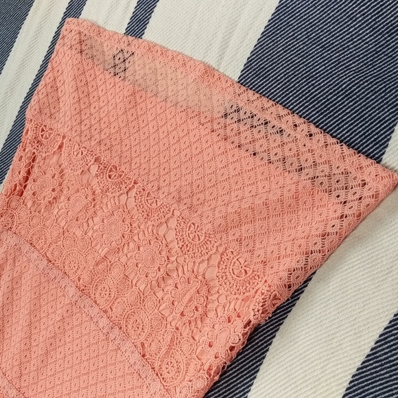 Floral Peach Crochet Mini Dress - Picture 7 of 14